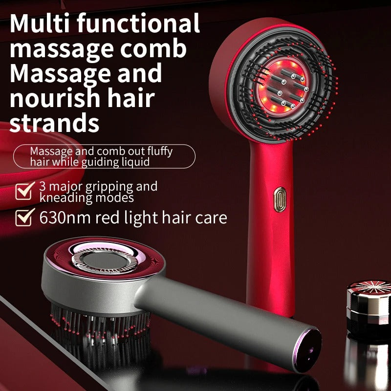 Electric Vibration Massage Comb with Red Light Therapy
